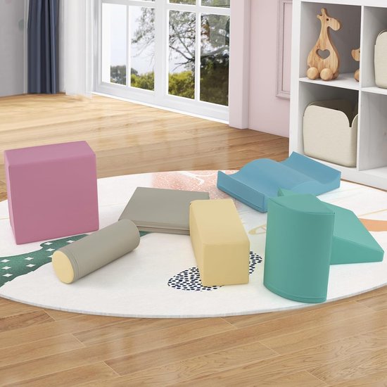 KOMFOTTEU 7 delig Schuimblokken - van kunstleer - Soft Play Foam Blokken - Reuze Bouwblokken - Montessori-klimblokken - voor kinderen van komfotteu — afbeelding 2