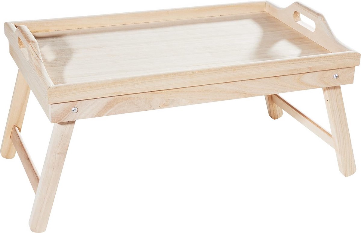 Houten beddienblad 53 x 33 cm met inklapbare poten
