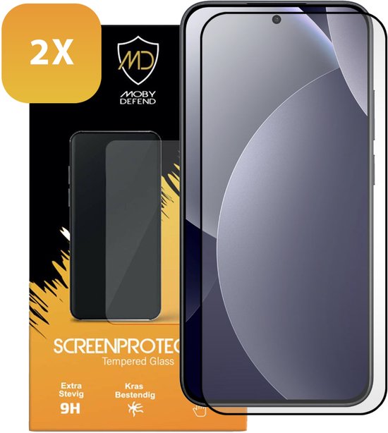 2-Pack MobyDefend Screenprotectors - Convient pour Xiaomi Redmi Note 15 Pro 5G - Protecteurs d'écran Avec Bordures Noires - Verre Trempé