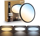 B.K.Licht Shallow - Dimbaar Badkamerlamp Plafonniere - plafondlamp met afstandsbediening - badkamerverlichting met CCT - IP44 - Ø42 - zwart