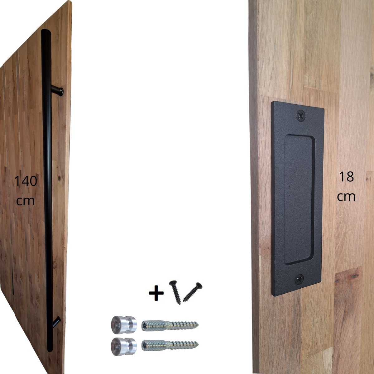 Hoexs – Schuifdeurgreep zwart 140 cm - Extra lang – Met komgreep 18 cm – Mat zwart – Schuifdeuren - Kast