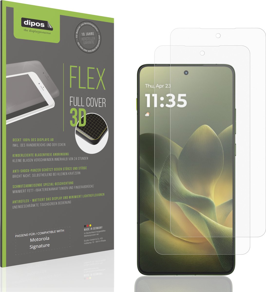 dipos FLEX – 2x Matte Screenprotector geschikt voor Motorola Signature | Volledige Schermbescherming | Case-Friendly