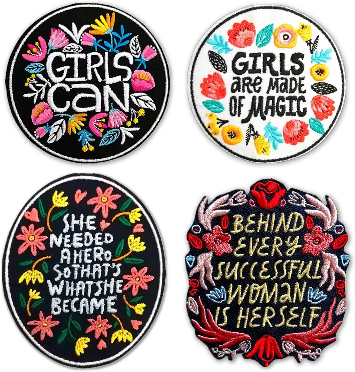4 Stuks Strijklappen Set – Hoogwaardige Borduur Patches voor Kleding Reparatie