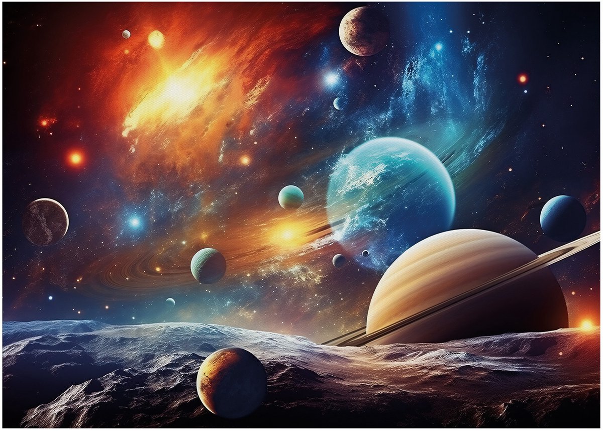 Art for the Home Canvas Het Zonnestelsel - Planeten - 50x70cm - Multikleur