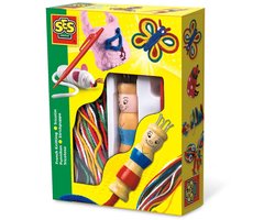SES Creative Punniken - Houten Punnikpopje met Pen en Draden - Vanaf 5 Jaar - Knutselen - Schoencadeautjes Sinterklaas