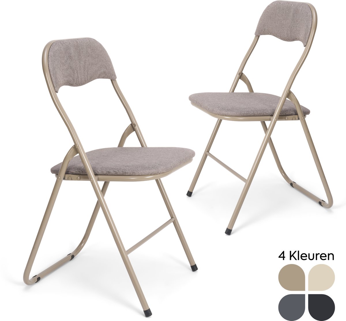Trendy Meije® Nova Klapstoelen Set van 2 - Taupe - Linnen - Inklapbaar - Zithoogte 45 cm - Opvouwbare Stoelen - Vouwstoel