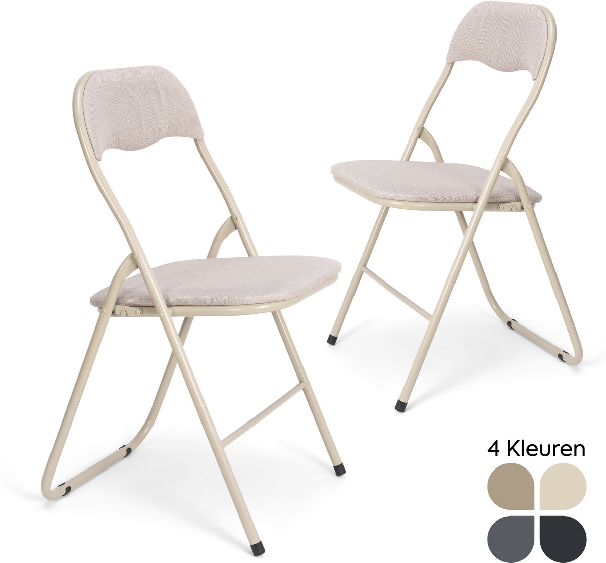 Trendy Meije® Nova Klapstoelen Set van 2 - Beige - Linnen - Inklapbaar - Zithoogte 45 cm - Opvouwbare Stoelen - Vouwstoel