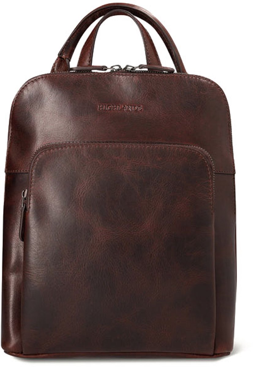 Highlands Leather Lorne Backpack – Premium Leren Rugzak – Handgemaakt & Duurzaam – Elegant, Compact & Functioneel – 25x30x10 cm – Donkerbruin