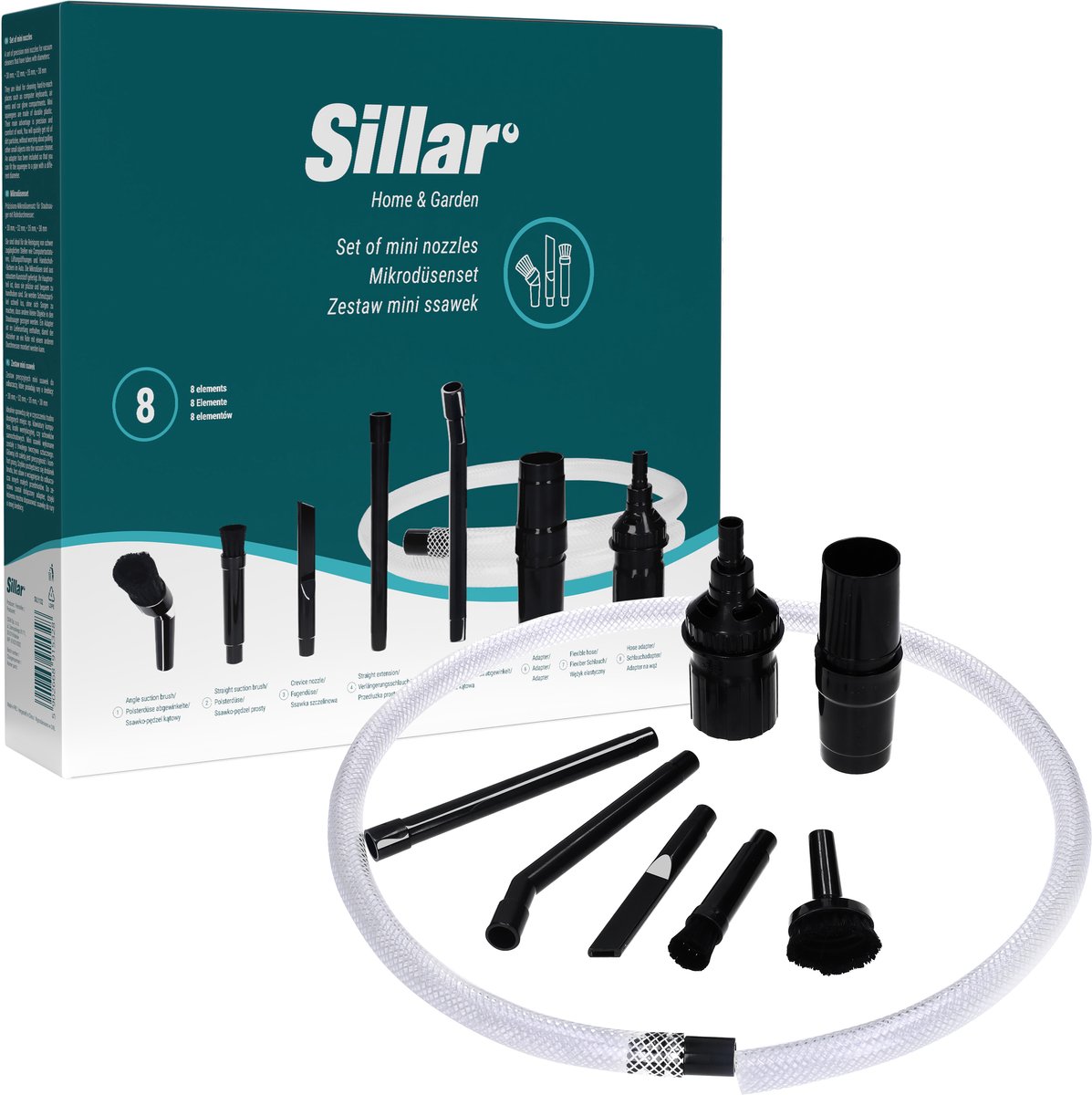 Sillar 8x Mini Zuigmondjes voor Stofzuiger – Universeel – 32 mm – 35 mm – Voor Moeilijk Bereikbare Plekken