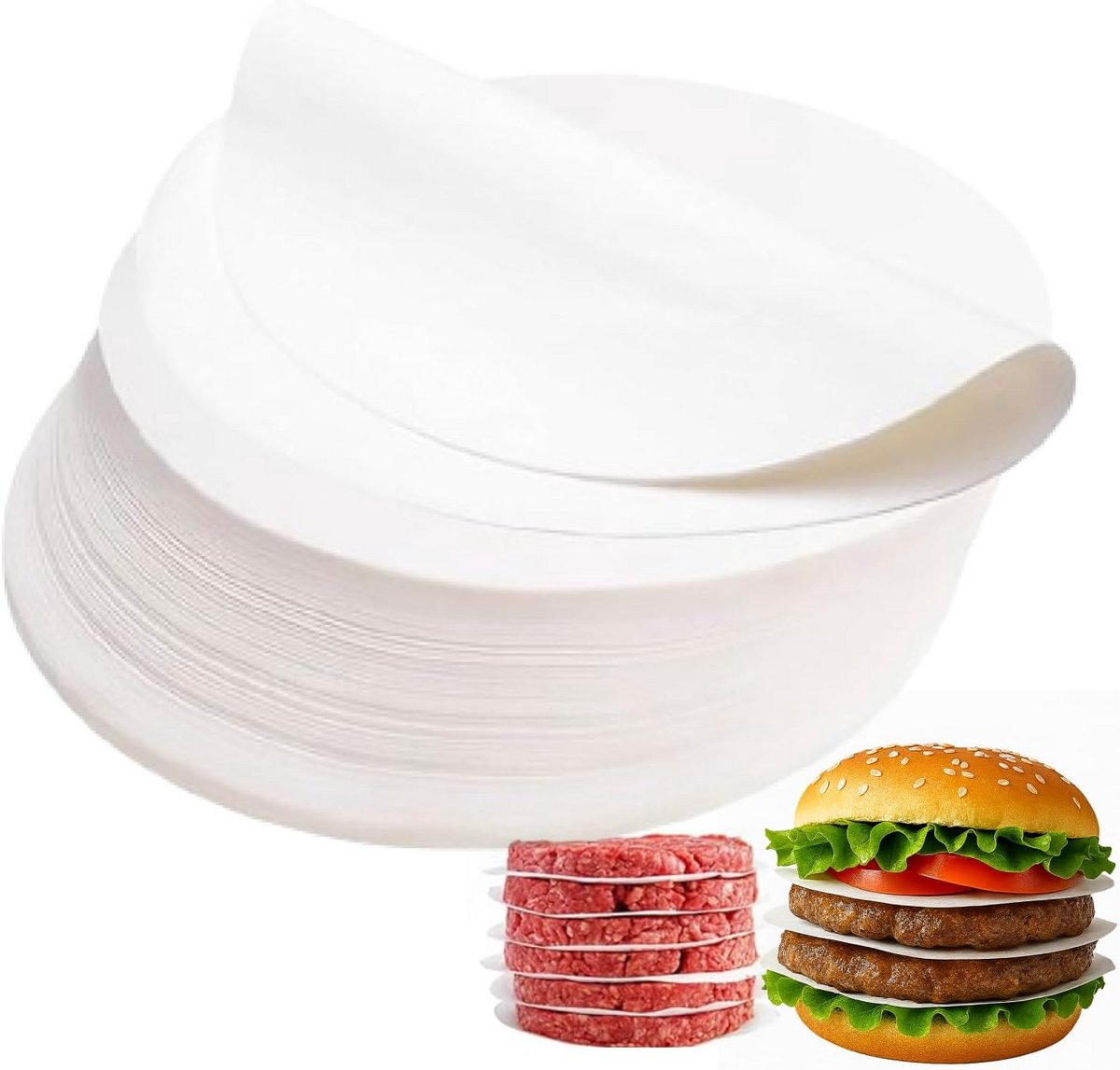 1000 Ronde Bakpapier Cirkels 14 cm voor Steak- en Hamburgerpers