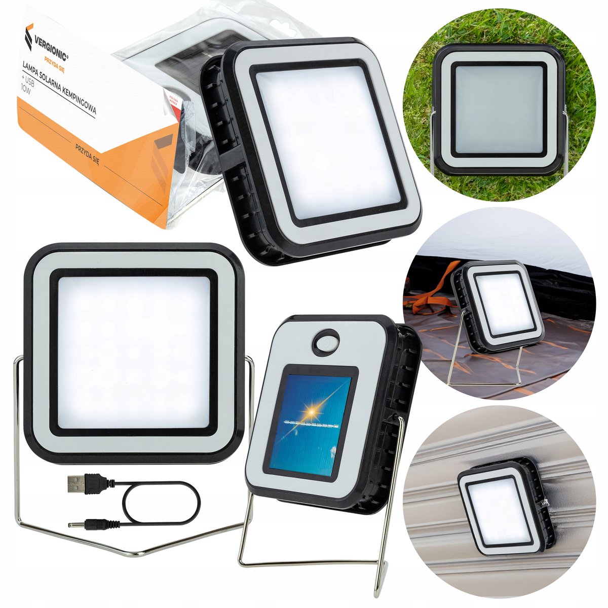Vergionic - Solar Campinglamp - LED - 10W - USB