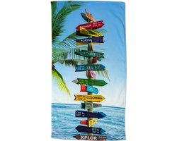 Good Morning Strandlaken "strand wegwijzers" - Multi - (100x180 cm) - Microfiber