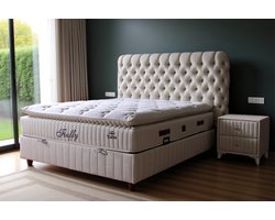 BSS Bedding Fluffy - Boxspring - Boxspring met Opbergruimte - Inclusief Dekbed - 180x200 - Beige