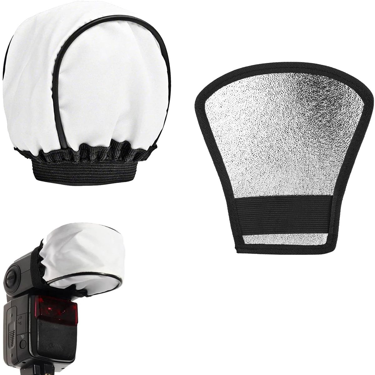 Universele Flash Diffuser Silver & Wit - 2-in-1 Reflector en Softbox voor Camera's, Geschikt voor Nikon, Sony, Neewer, YongNuo, Oloong