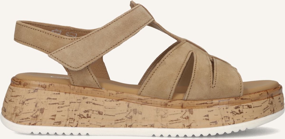 Gabor Dames Sandalen met hak 742 – Suède Plateauzool Beige