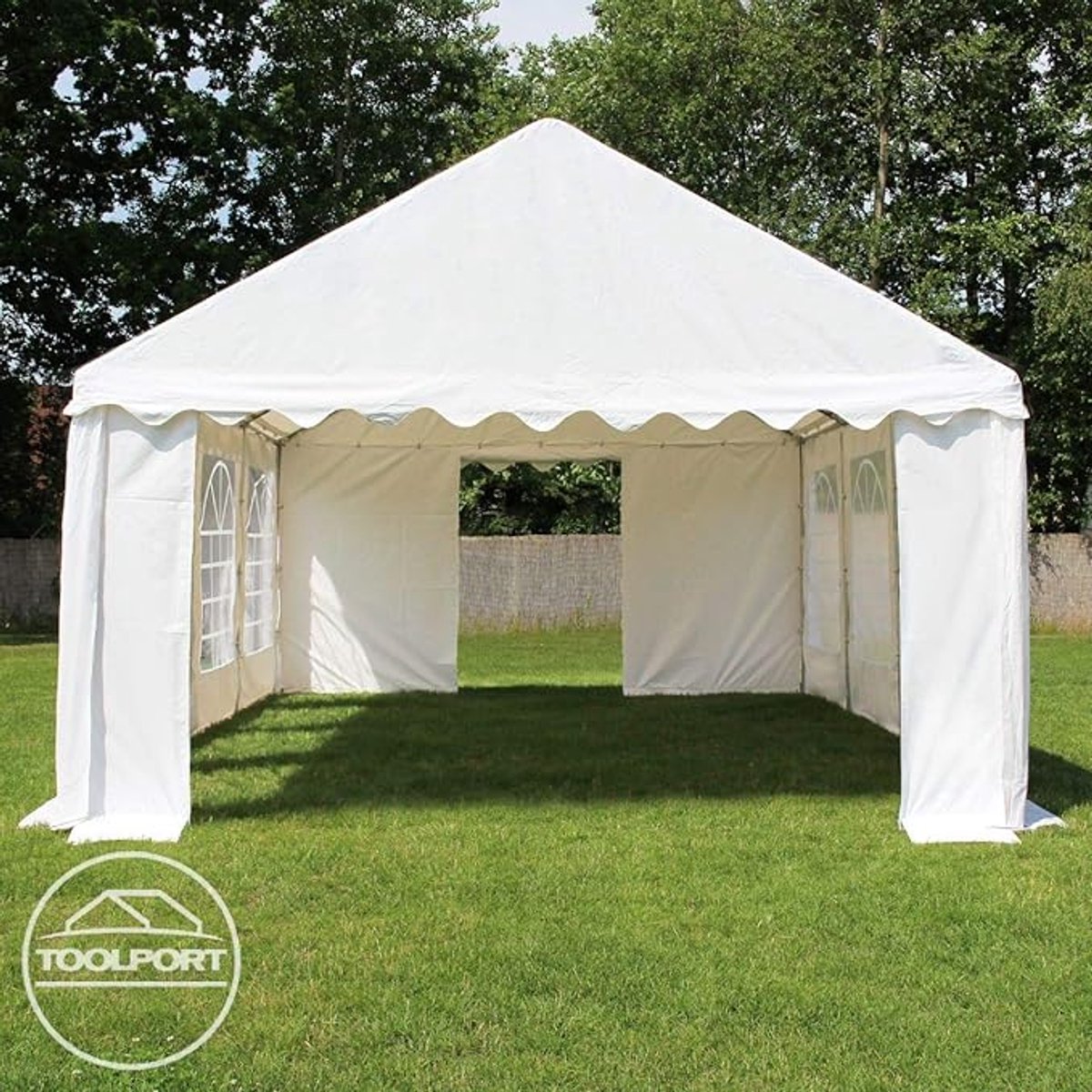 Partytent 4x6 m Waterdicht PVC – Professioneel Feesttent met Stalen Frame, Brandvertragend, Inclusief Zijwanden en Haringen – Wit – Laura