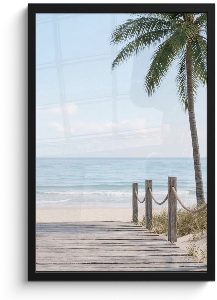 FrameYourWall Poster in lijst - Fotolijst 40x60 cm - Posters - Palmbomen - Pad - Horizon - Posterlijst zwart - Decoratie - Wanddecoratie woonkamer - Muurdecoratie slaapkamer