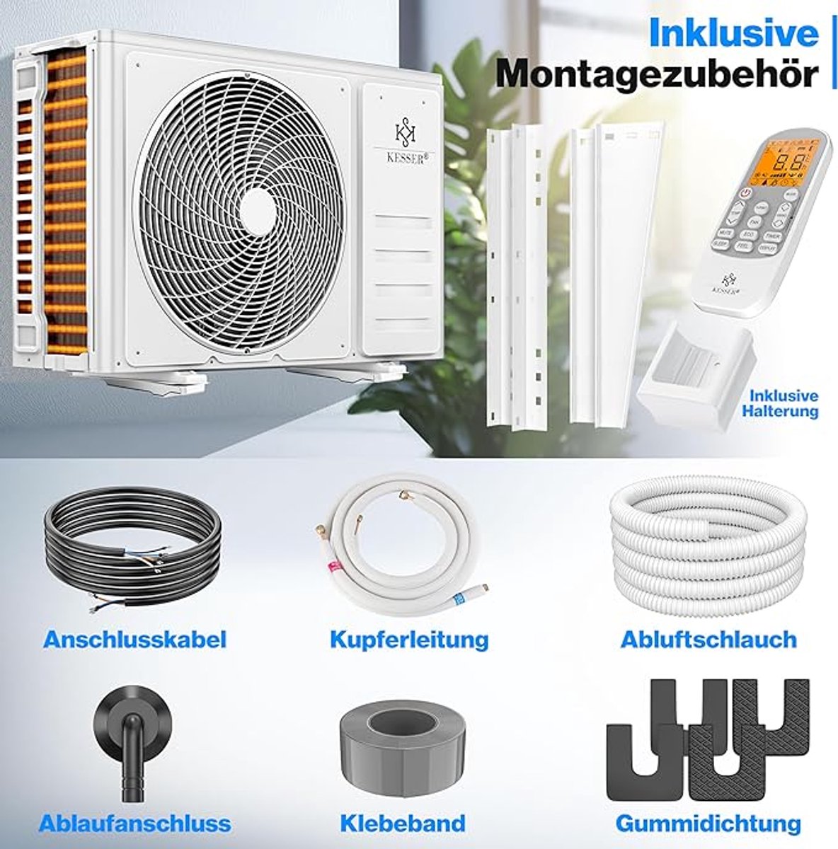 Split Airconditioner 9000 BTU (2.6 kW) WiFi Ready – A+++ Energiezuinig Koelen & Verwarmen – Zeer Stil Inverter Airco met Timer, Afstandsbediening & Complete Installatieset (3m) – Laura