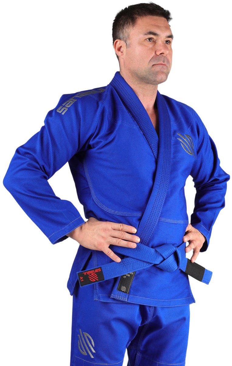 Sanabul Essential Lichtgewicht Braziliaanse Jiu Jitsu Gi - Voorgekrompen katoen - IBJJF goedgekeurd - Blauw - maat A3
