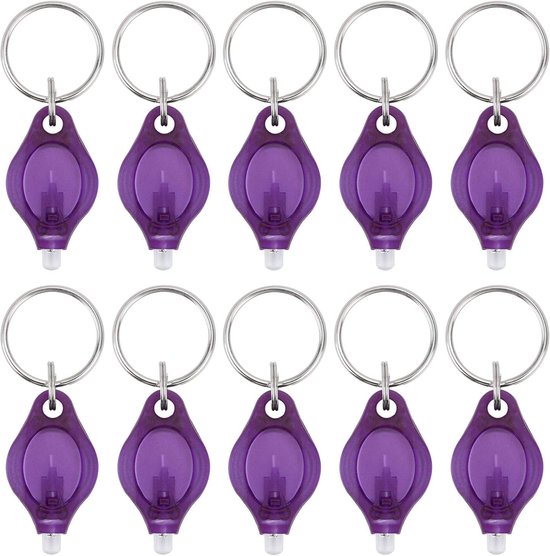 Oneay Lot de 10 mini porte-clés LED avec lumière UV – Pratique pour vérifier les passeports, les cartes d'identité et l'argent liquide – Violet