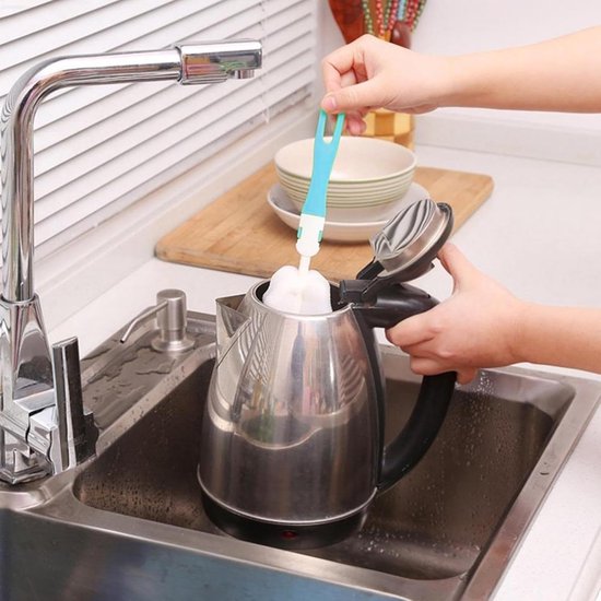 kprice® Set van 3 siliconen flessenborstels, flessenreiniger, reinigingsborstel fles, afwasborstel lange keuken, babyflessen, flessenborstel baby, (3 grijs