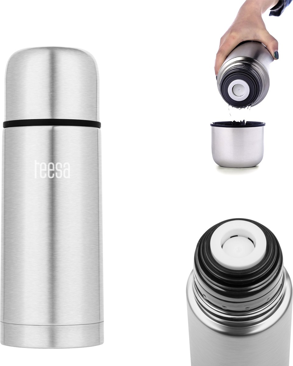 Teesa - Thermosfles - 350 ml - Roestvrij staal - Elegante Opdruk