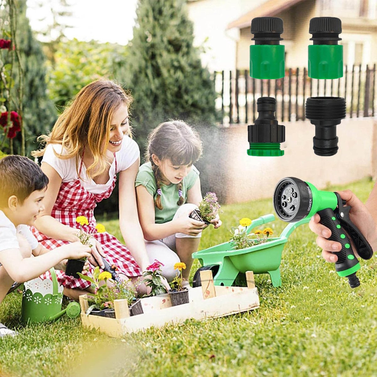 Garden Patch - Tuinslangkoppeling - Zwart en Groen - Set van 4 – foto 4
