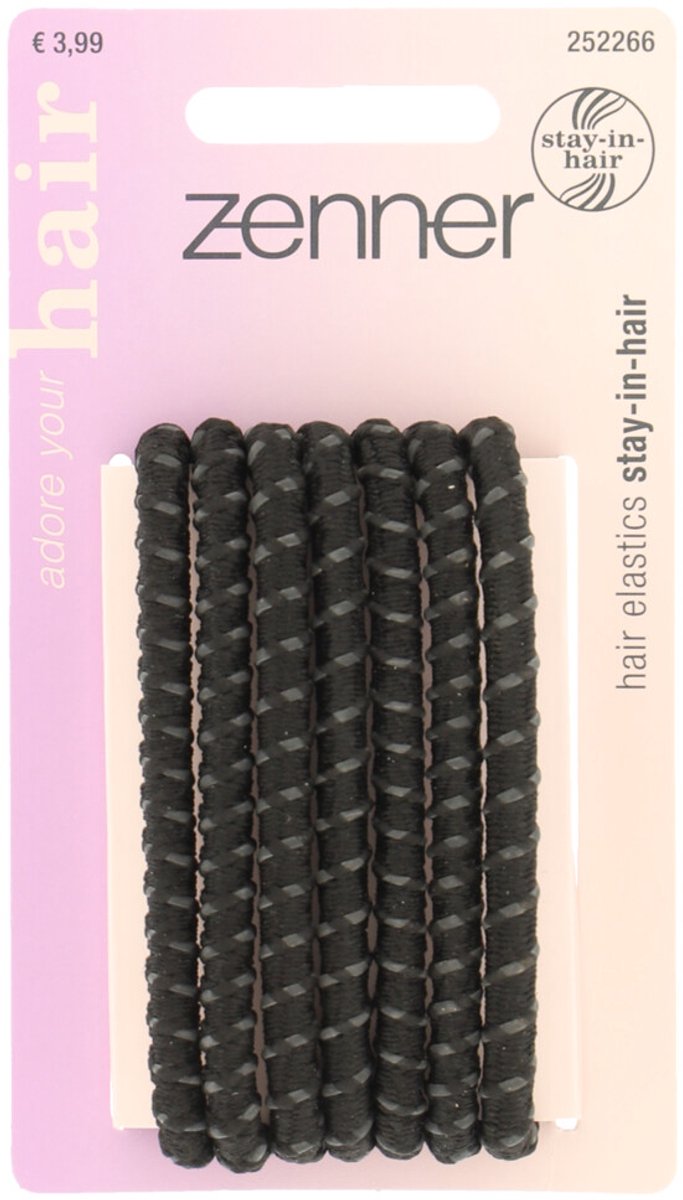 Zenner Elastieken Stay in Hair Zwart - 7 stuks