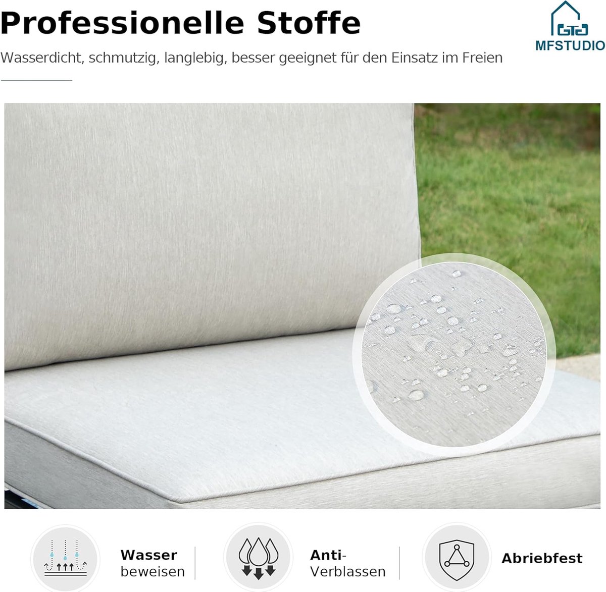 Tuinloungeset L-vormig voor Buiten – Bellavero 2-Zits Modulaire Outdoor Tuinmeubelset met Afneembare Kussens – Modern Grijs Terras Meubelset met Tafel