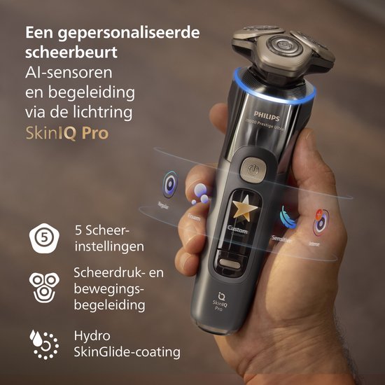 Philips Shaver i9000 Prestige Ultra met SkinIQ Pro, 5 scheerinstellingen, scheerdruk- en bewegingsbegeleiding.
