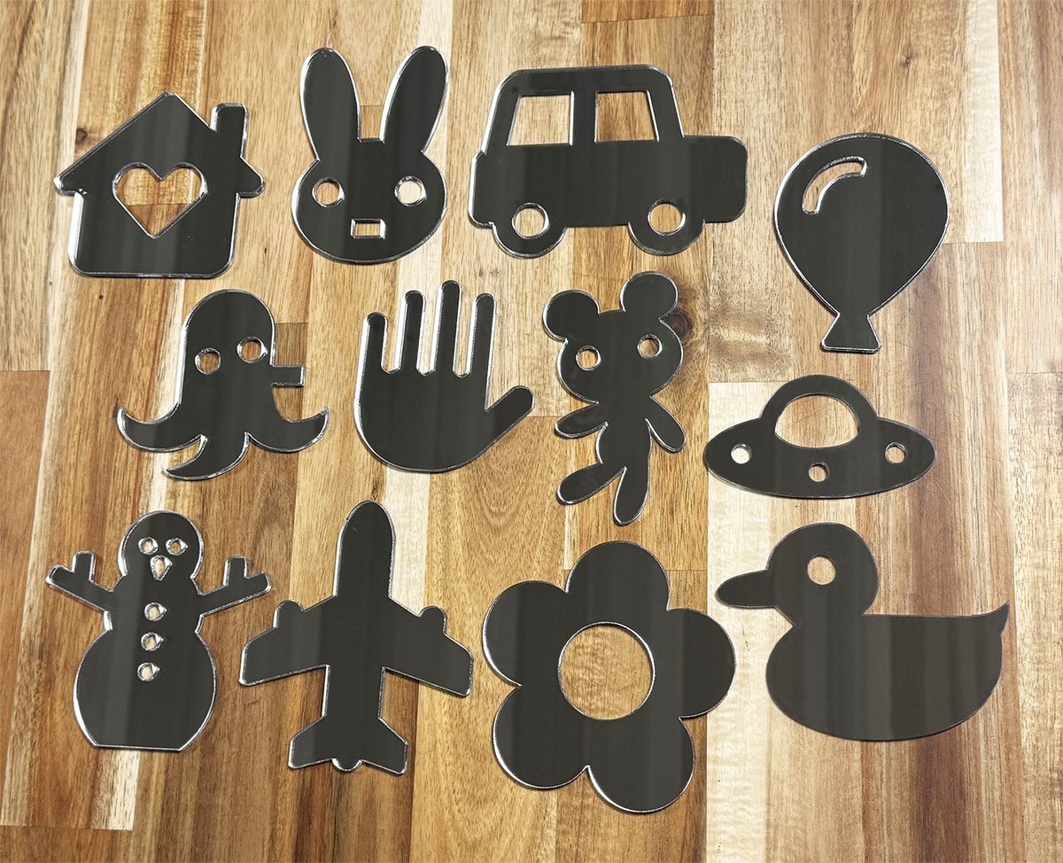 Spiegelset voor kinderkamers (8-10 cm diameter per spiegel, 3 mm dik)