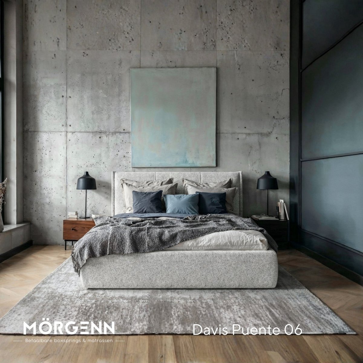 Mörgenn Bed Nordberg - pocketvering - Grijs Melange (Puente 06) - 140x200 cm
