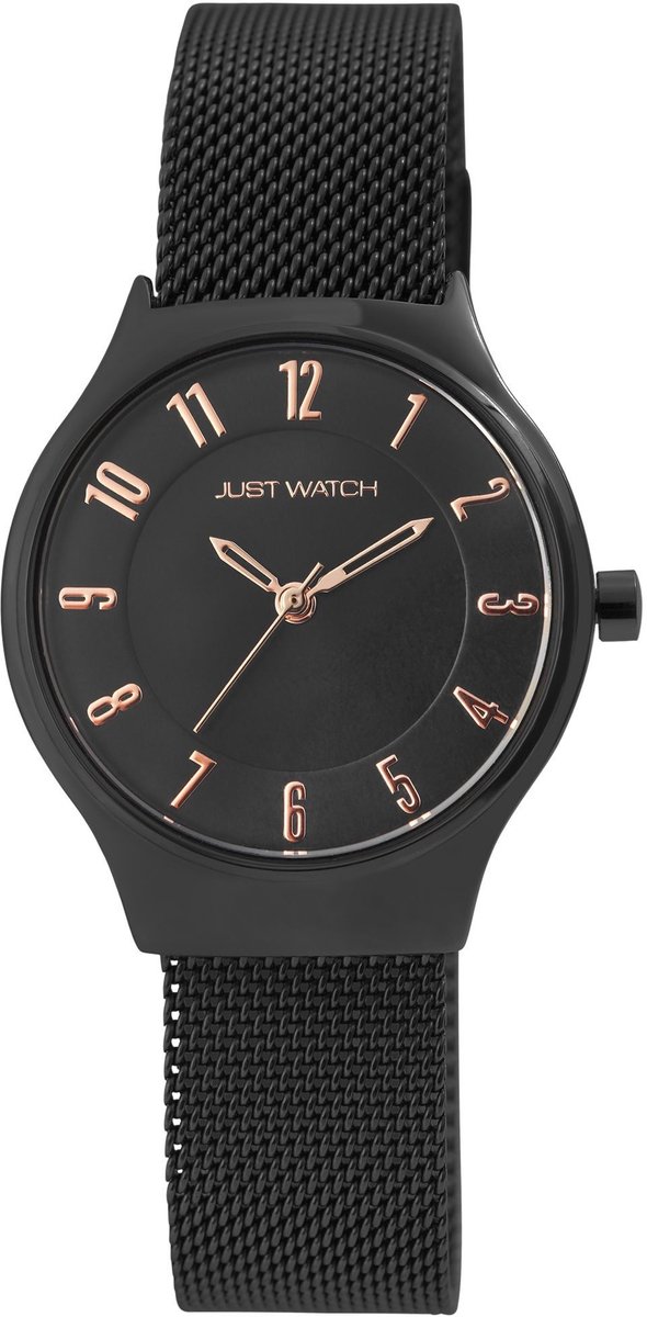 JUST WATCH dameshorloge roestvrij staal Magda met magnetische meshband, 3 ATM, mineraalglas