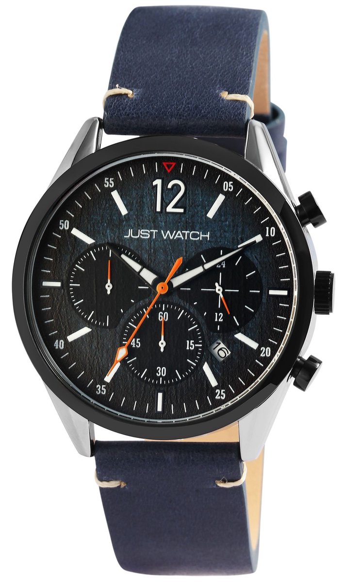 JUST WATCH Herenhorloge van echt leer Theodor Just Watch heren chronograaf met echte leren band