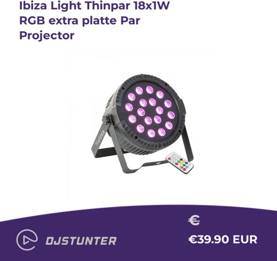 Ibiza Light Thinpar 18x1W RGB extra platte Par Projector