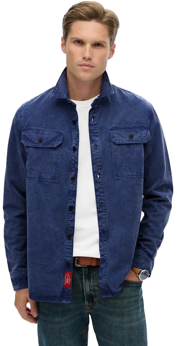 Superdry The Merchant Store Militair Overshirt Heren Lange mouwen shirts Blauw