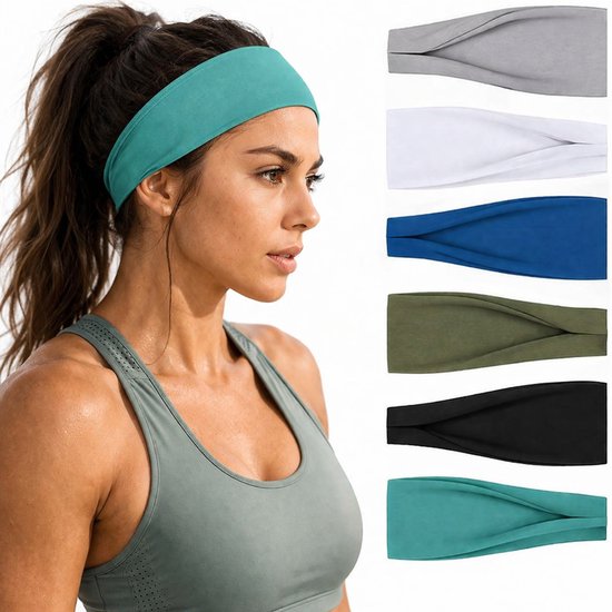 BOTC Haarband - 6 Stuks Vouwen Haarbanden Set - 23*10CM - Dames haarbanden - 6 kleuren mixen - Sport Yoga Haarbanden