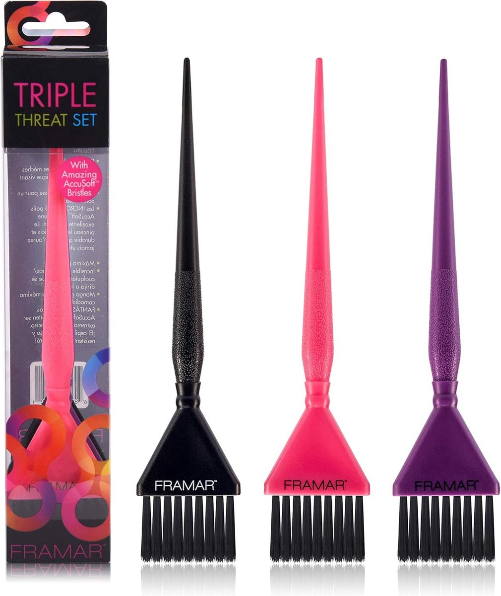 Set van 3 Professionele Verfborstels voor Haar en Balayage