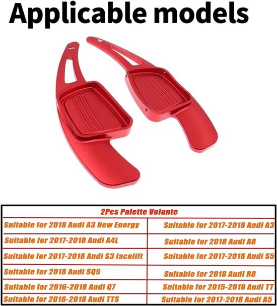 Aluminium Stuurwiel Schakelflippers Verlengstuk voor Diverse Audi Modellen Rood — afbeelding 4