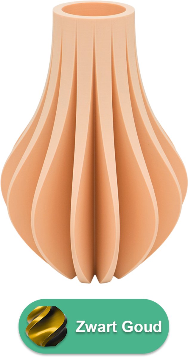 Lovora Aventa design vaas – Decoratieve vaas - Zwart / Goud - 3d geprinte vaas – geschikt voor droogbloemen - 30CM