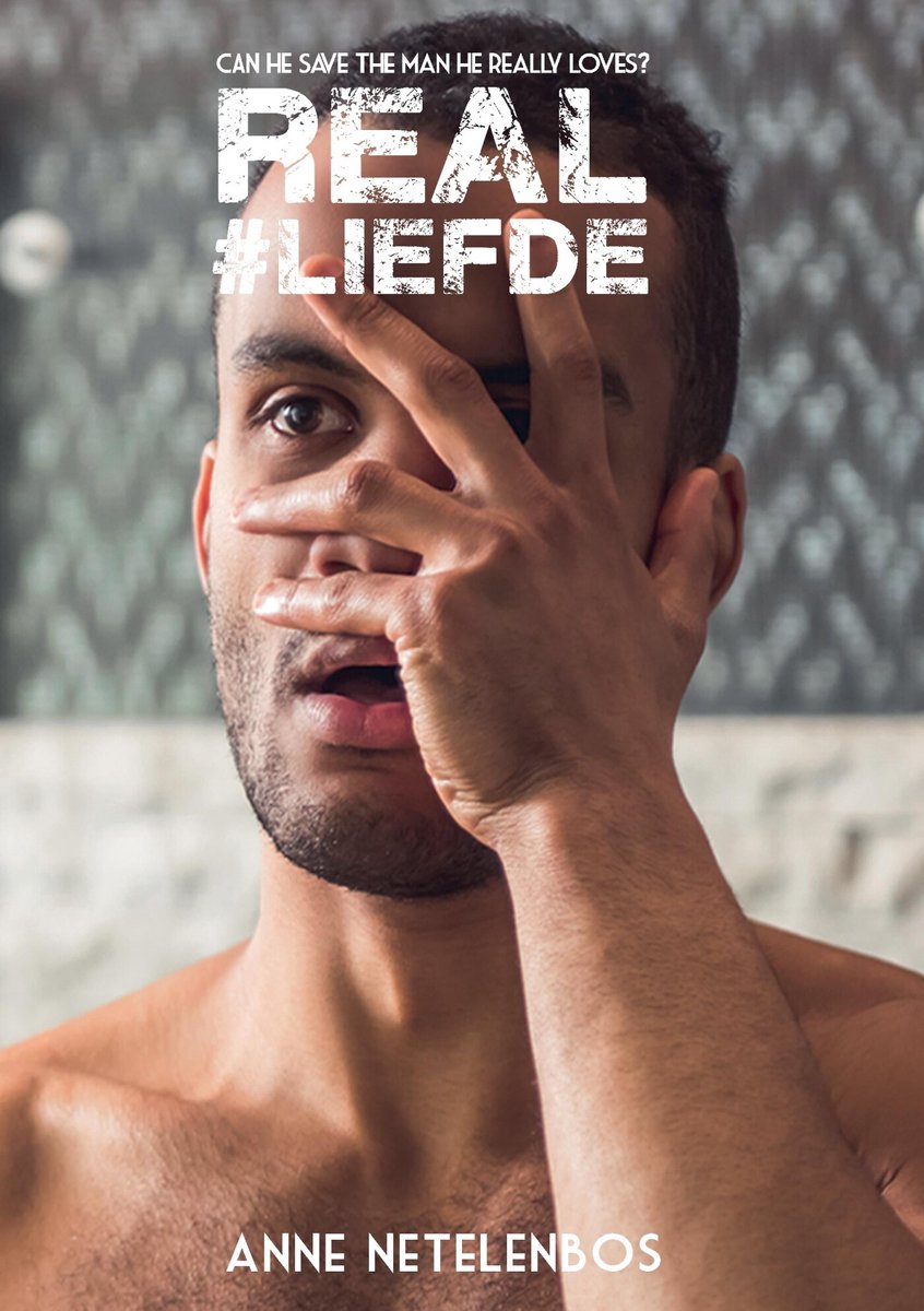Boekomslag met een man die zijn oog bedekt met zijn hand. REAL #LIEFDE
