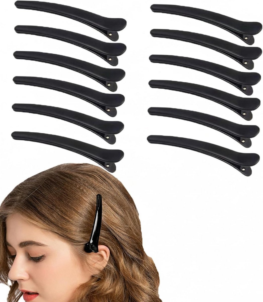 12x Professionele Haarclips voor Dames en Meisjes - Stylingspeldjes voor Kappers
