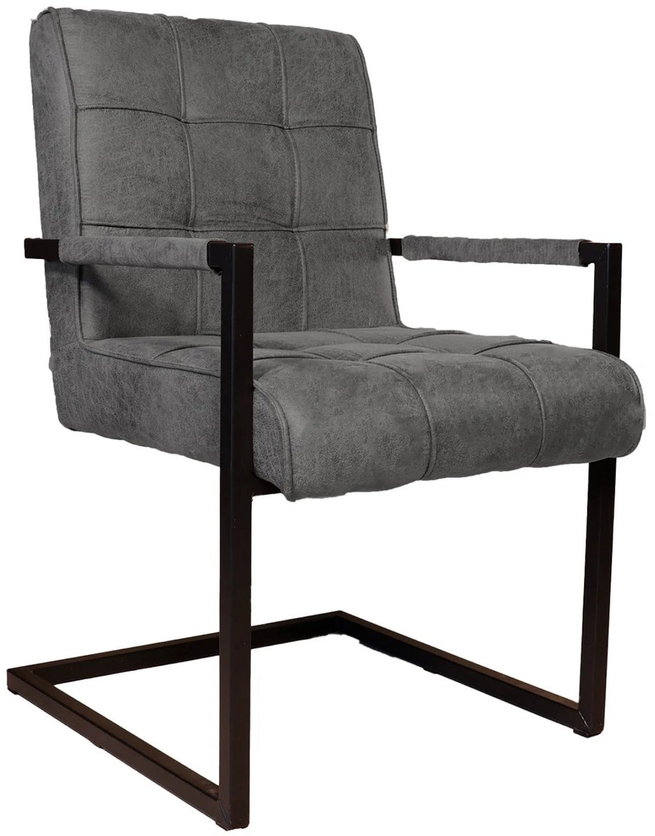 Lizzely Garden & Living SET DEAL: 4 stuks Eetkamerstoel met armleuning Milan antraciet microvezel industrieel