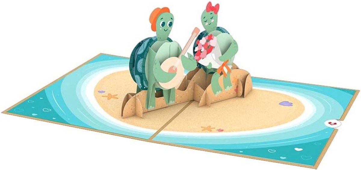3D Pop-up Valentijnskaart Schildpad Liefde - Romantische Wenskaart voor Haar