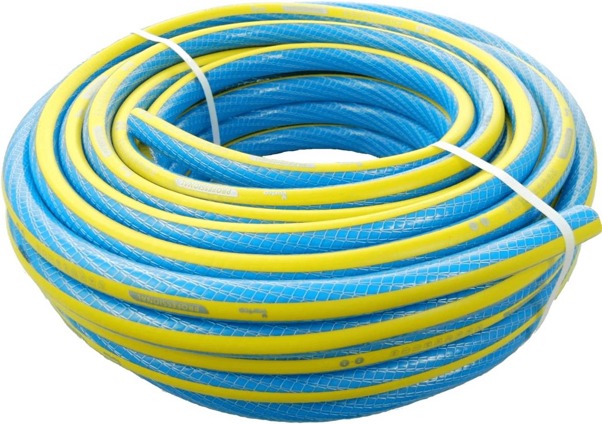 Professionele 1/2 inch tuinslang 30 meter blauw geel vormvast UV-bestendig