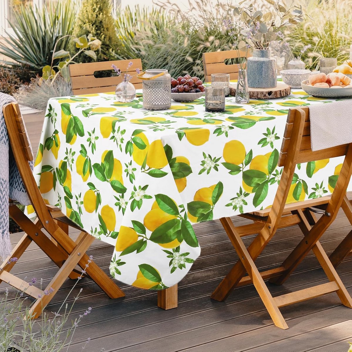 Rechthoekig Tafelkleed PVC Citroenbladeren 152x260 cm - Waterdicht en Afveegbaar
