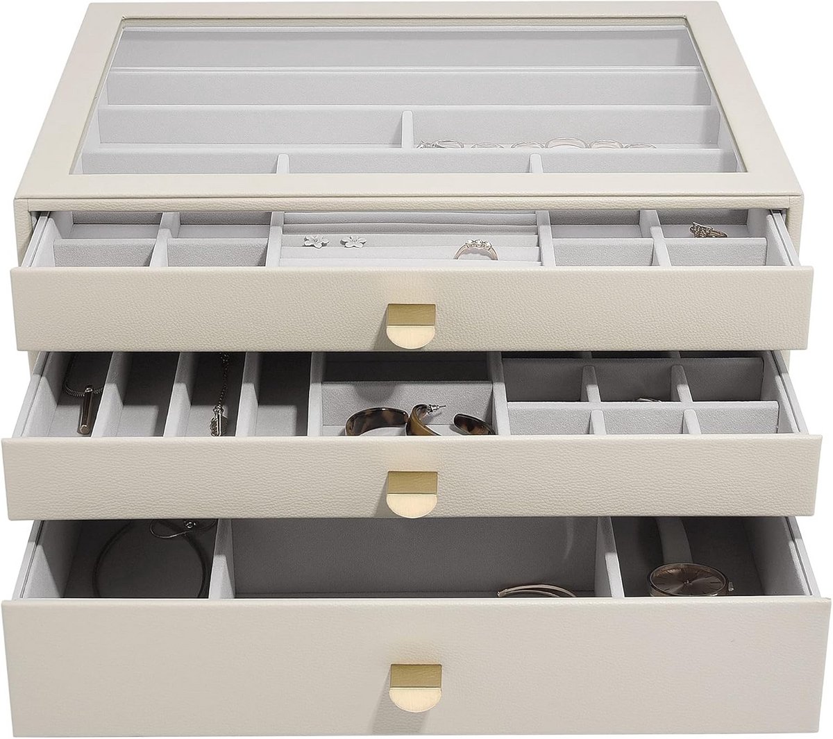 Supersize Sieradendoos Set van 3 met Laden en Glasdeksel