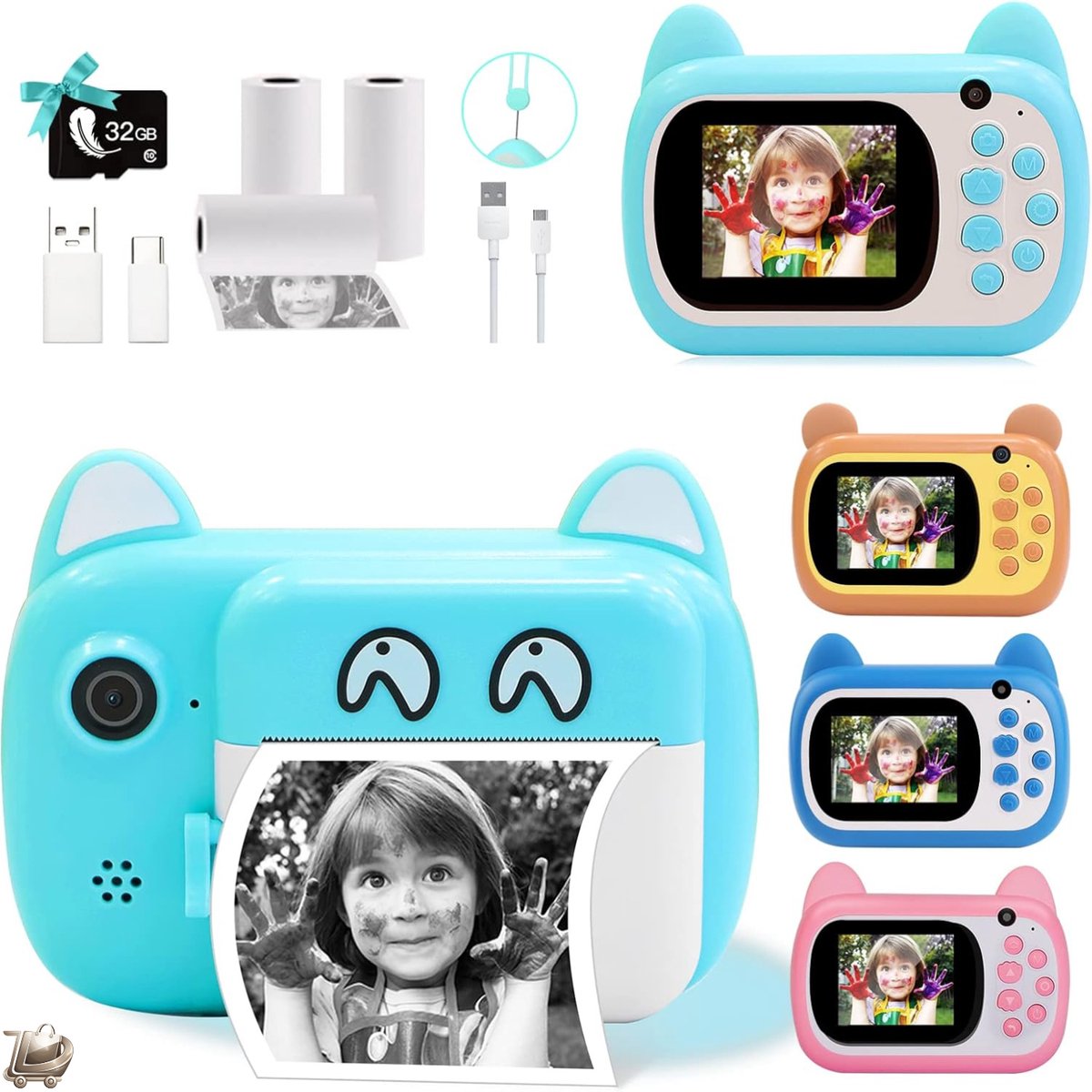 Instant Print Kindercamera - 6cm LCD Scherm - 24MP Dubbele Lens - 6x Zoom Digitale Camera - 1080p Video - Direct Print Fun Camera - Cadeau voor Jongens en Meisjes - Groen