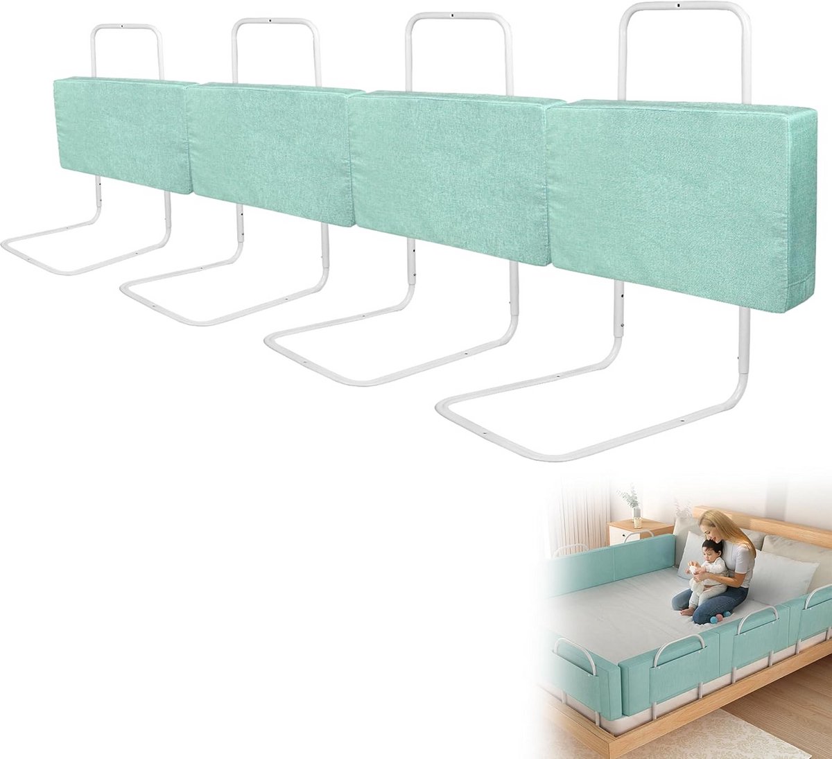 4x Bedhek Kinderen Hoogte Verstelbaar - Valbeveiliging voor Kinderbed en Ouderbed