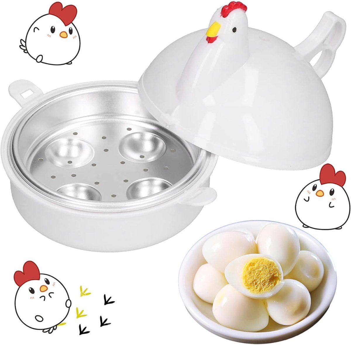 REN® Eierkoker magnetron - Eierkoker - Eierkoker electrisch - Wit - 16cm x 14cm x 16cm